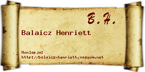 Balaicz Henriett névjegykártya